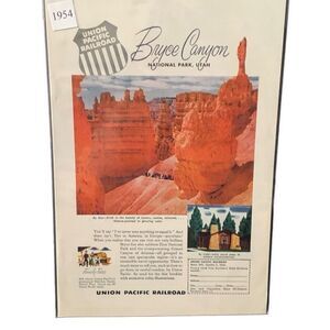 Vintage 1954 Union Pacific Rail Bryce Canyon Utah Ad Advertisment